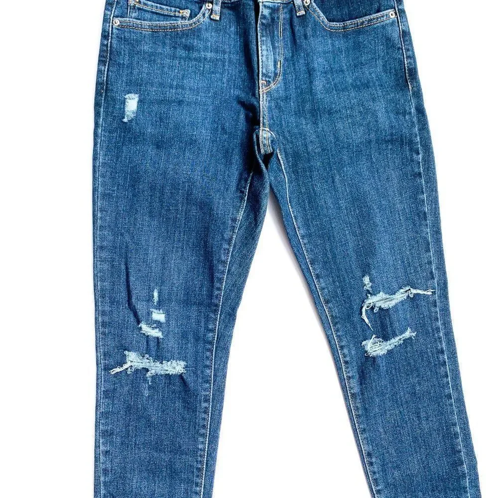 Levi's 711 Dark Wash Distressed Skinny Jeans